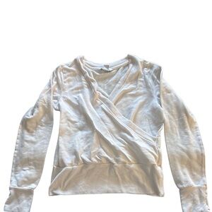 Athleta Faux Wrap Long Sleeve Sweater Cream Small